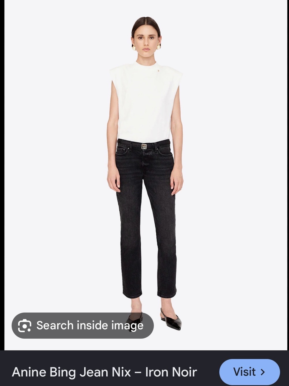 Anine Bing Nix Straight-Leg Jeans in Iron Noir Black